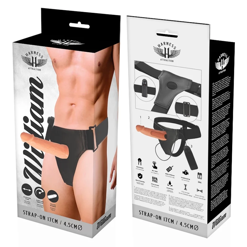 Harness Attraction Willian Hollow Intimate System with Vibrating Module 17cm Beige