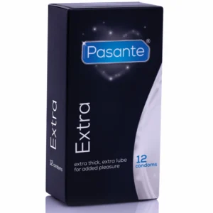 Pasante Extra Extra Thick Condoms 12-Pack, Enhanced Safety, Natural Color