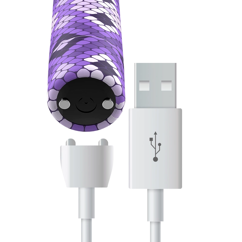 Custom Bullets Snake Magnetic Rechargeable Mini Massager Purple 6.25cm
