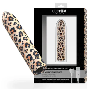Custom Bullets Leopard Magnetic Mini Massager 10 Modes, USB Rechargeable