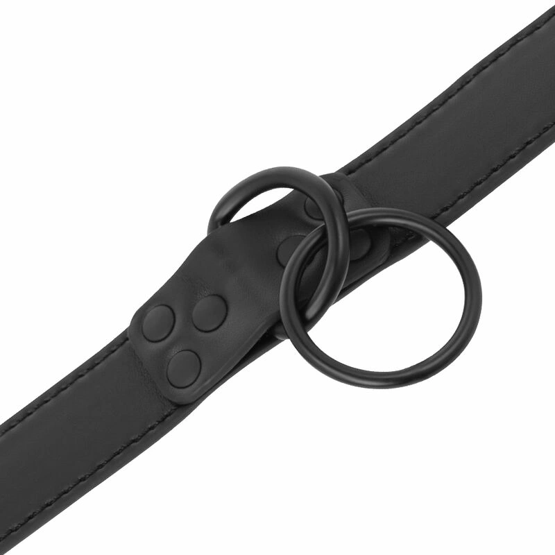 Darkness Adjustable Black Neoprene & Semi-Leather Collar with Metal Chain