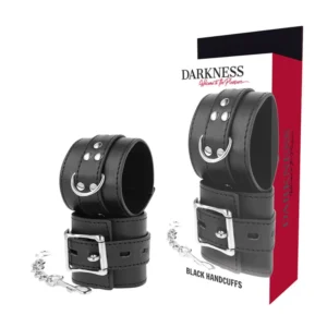 Darkness Premium Faux Leather Handcuffs Adjustable Black Vinyl