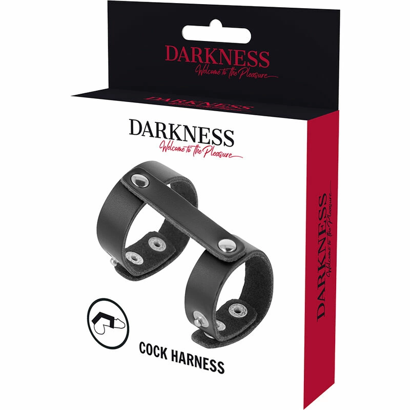 Darkness Adjustable Synthetic Leather Dual Intimate Ring Black