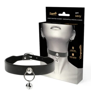 Coquette Chic Desire Vegan Leather Collar with Metal Ring - Adjustable 43cm