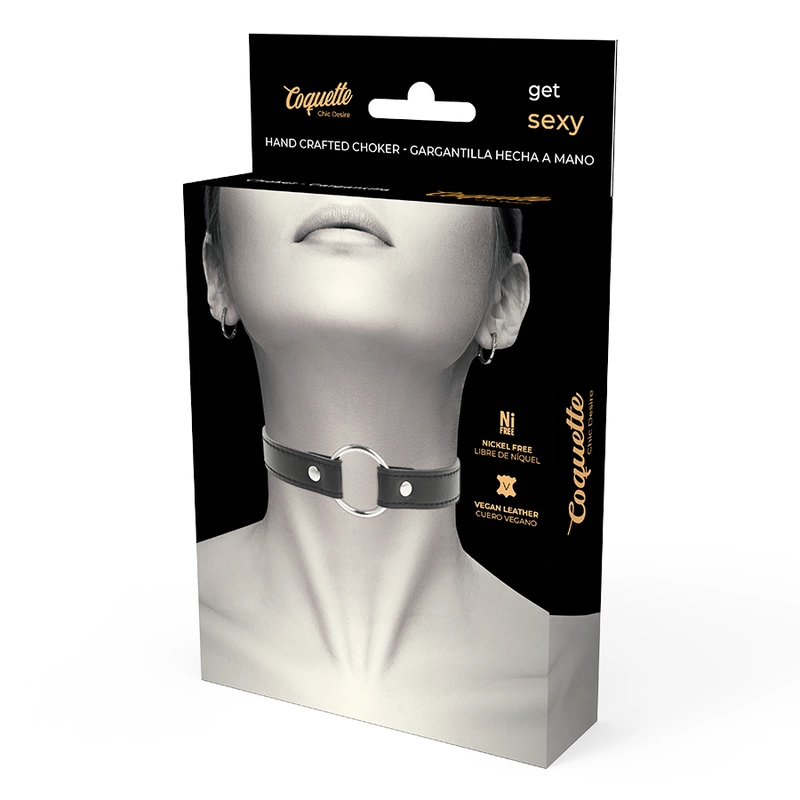 Coquette Chic Desire Vegan Leather Adjustable Necklace 38cm Black