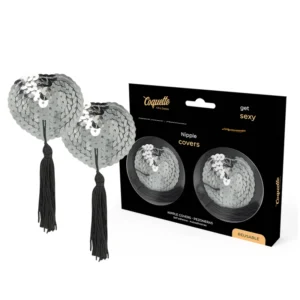Coquette Chic Desire Silver Nipple Covers - Self-Adhesive, Elegant Design