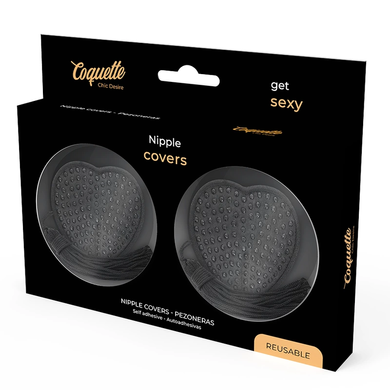 Coquette Chic Desire spenelių dangteliai juodi – elegantiškas lipnus rinkinys