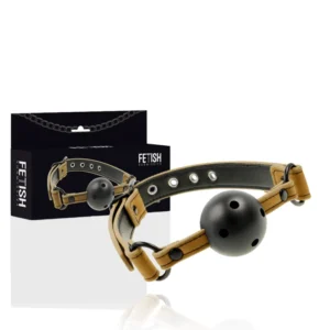 Fetish Submissive Origin Breathable Gag Vegan Leather Adjustable Black