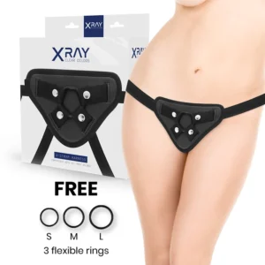 XRAY Adjustable Harness with 3 Interchangeable Silicone Rings, Black