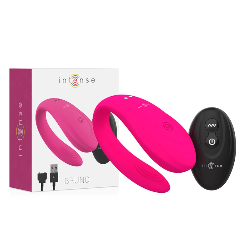Intense Bruno Partner Double Motor Pink – nuotolinio valdymo silikoninis prietaisas