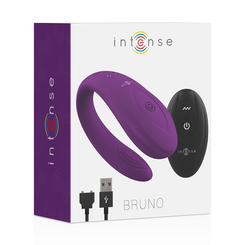 Intense Bruno Double Motor Lilac silikoninis masažuoklis, nuotolinis, 62 mm