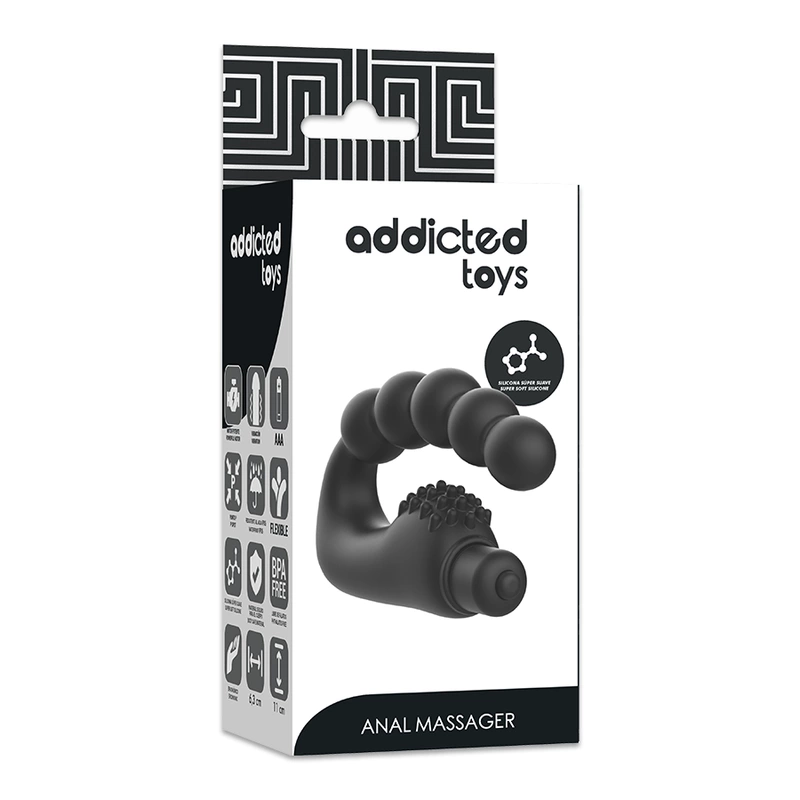 Addicted Toys Vibrating Prostate Massager Anatomical Silicone Black 11cm