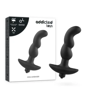 Addicted Toys Anal Massager Model 2 - Black, Vibrating Silicone, 8x1.5cm