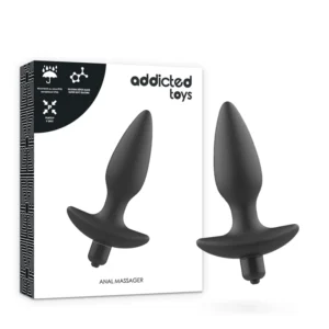 Addicted Toys Massager Plug Black - Vibrating Silicone, 8x14 cm