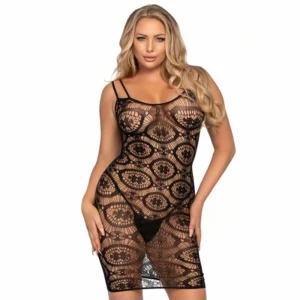 Leg Avenue Daisy Crochet Mini Dress One Size - Elegant Mesh Design