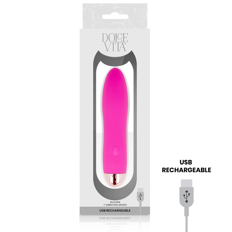 Dolce Vita Four Pink Rechargeable Device 7 Modes Medical Silicone 13cm