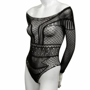 CalExotics Scandal Mesh Lace Shoulder Bodysuit One Size Black