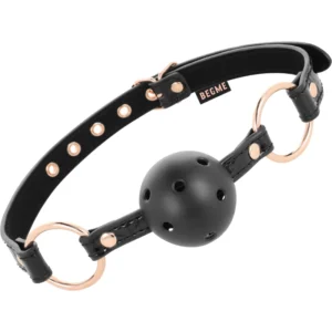 BEGME Black Edition Vegan Leather Breathable Ball Gag Adjustable