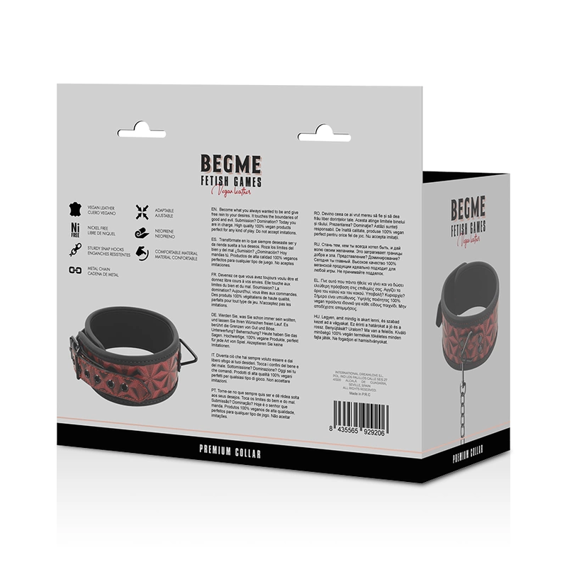 BEGME Red Edition Premium Vegan Leather Collar with Neoprene Lining