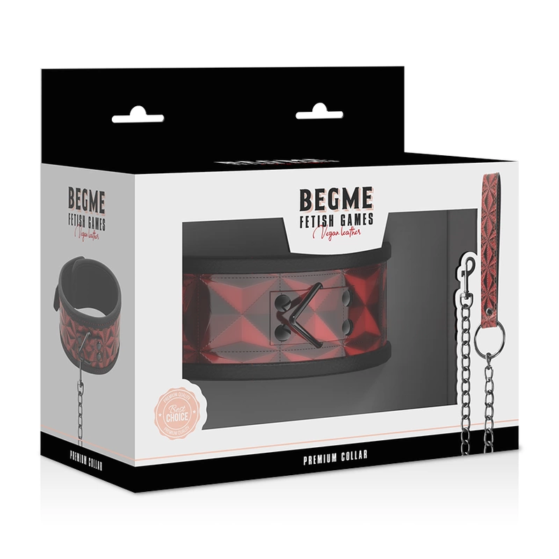 BEGME Red Edition Premium Vegan Leather Collar with Neoprene Lining