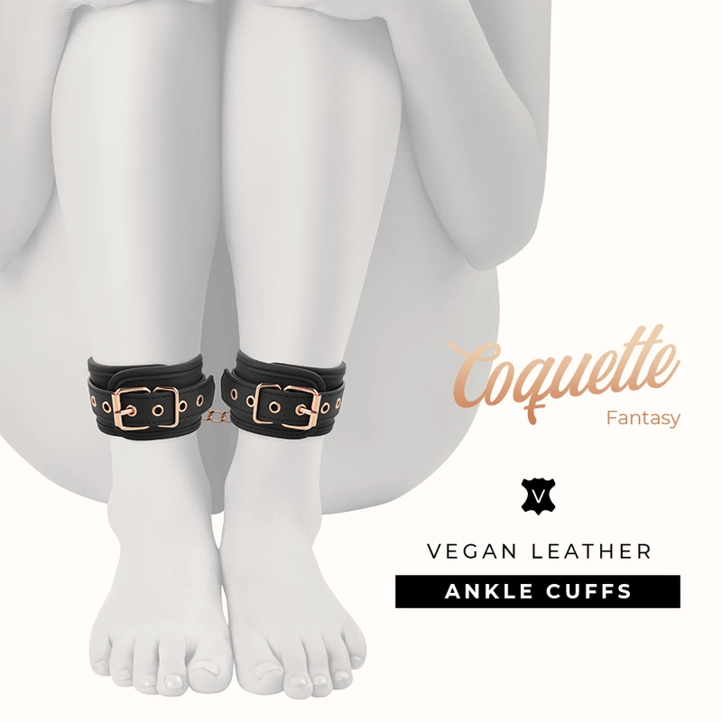 Coquette Chic Desire Fantasy Vegan Leather Ankle Cuffs with Neoprene Lining