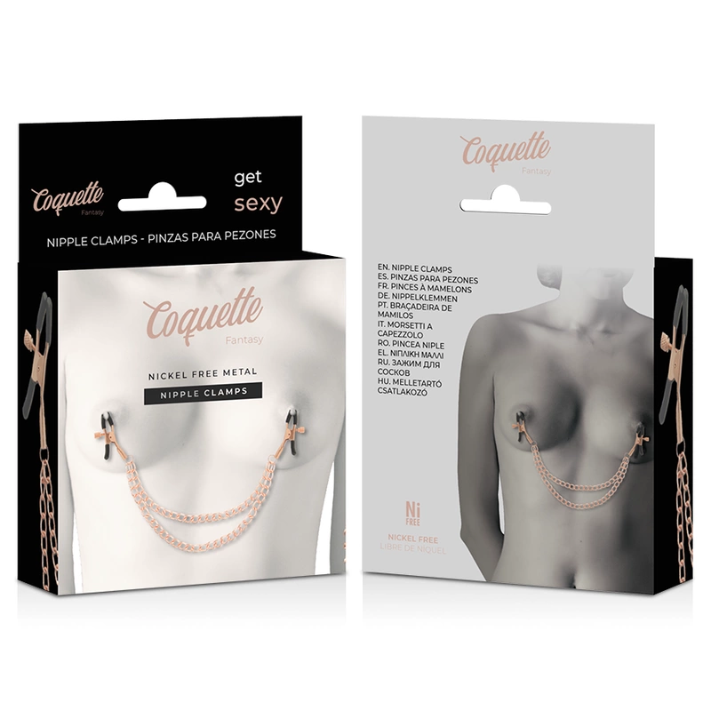 Coquette Chic Desire metalinės grandinėlės spenelių priedas – be nikelio, reguliuojamas