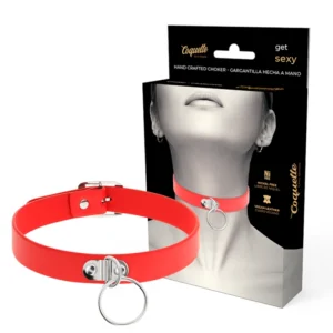 Coquette Chic Desire Vegan Leather Adjustable Red Collar - 41cm