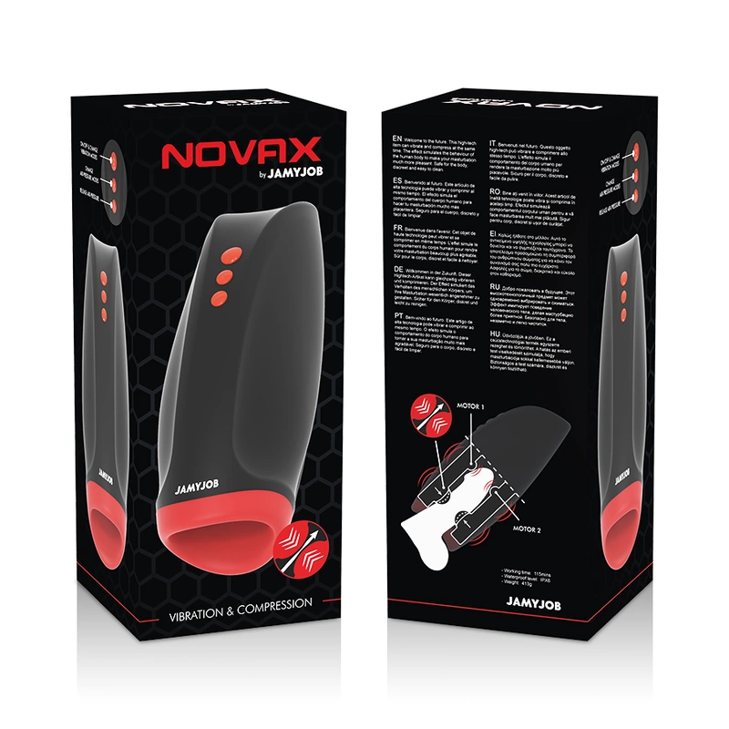 Jamyjob Novax Intimate Machine with Vibration & Compression, Black, 197mm