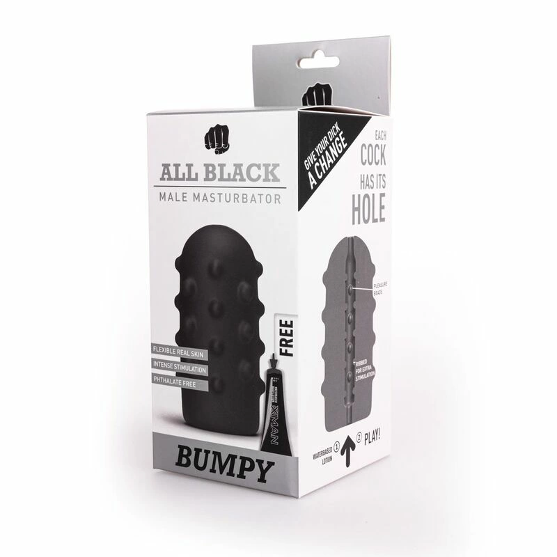 ALL BLACK Bumpy Intimate Stimulation Device 17cm Soft Touch Black