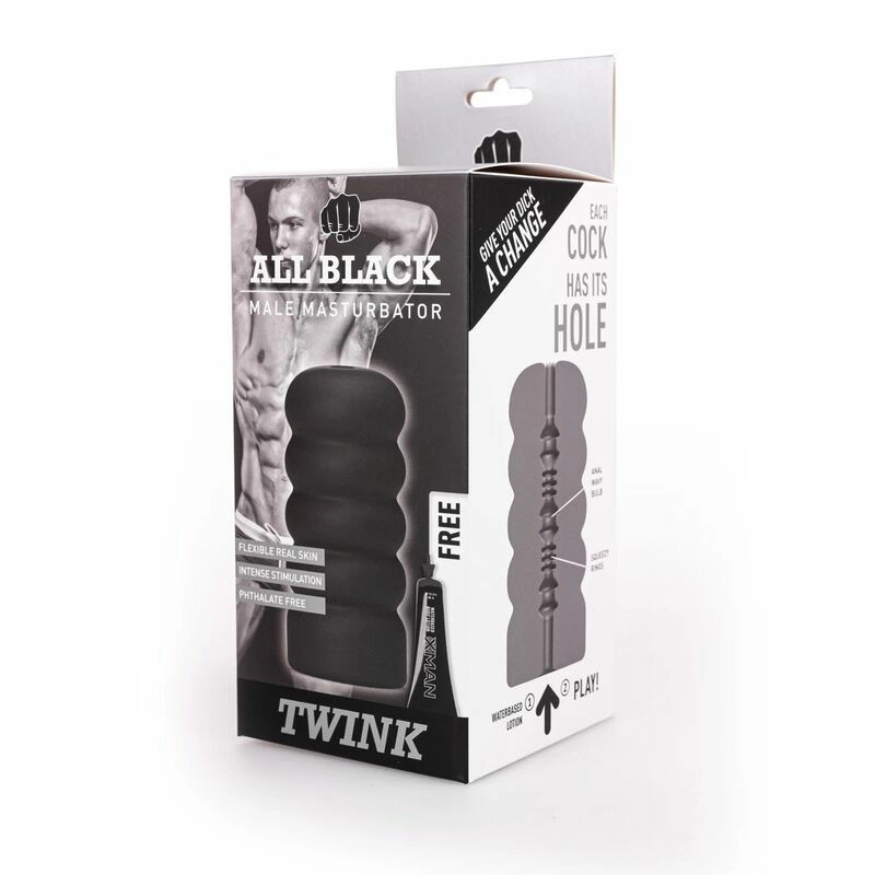 All Black Twink Spiral Grip Intimate Device 17 cm Phthalate-Free Black