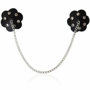 OHMAMA Petal Nipple Shield with Chain, Black, Nickel-Free Design