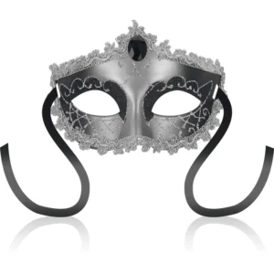 OHMAMA Black Diamond Gray Mask - Decorative Rigid Unisex Venetian Style