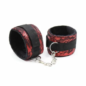 OHMAMA Velvet Handcuffs with Adjustable Nylon Tape Red-Black One Size