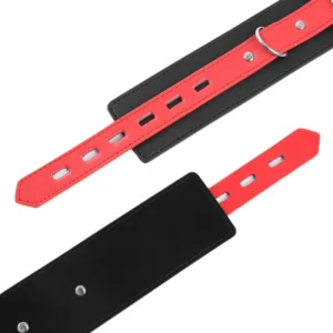 OHMAMA Fetish Adjustable Lock Buckle Wrist Restraints, Black PVC