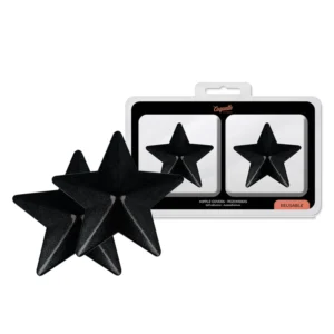 Coquette Chic Desire Star-Shaped Reusable Black Nipple Covers, Metal Finish