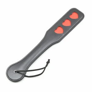 Ohmama Fetish Hearts Paddle - Black PVC Impact Accessory 32.6 cm