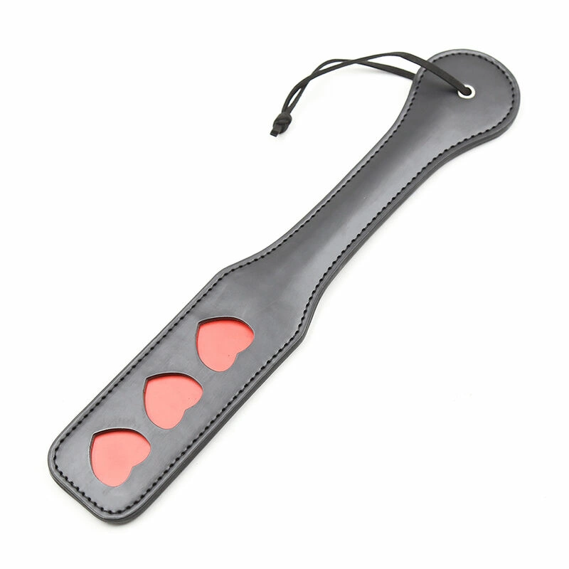 Ohmama Fetish Hearts Irklas - juodas PVC smūgio priedas 32,6 cm