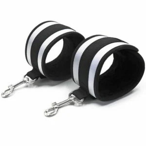 OHMAMA Grey Neoprene Wrist Cuffs - Adjustable Fetish Accessory