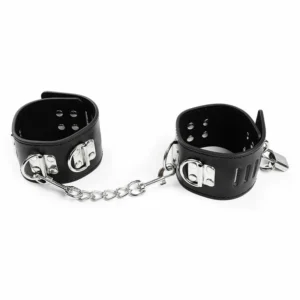 OHMAMA Fetish Adjustable Hasp-Style Ankle Restraints PVC/Metal Black