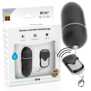 ONLINE Remote Control Wireless Vibrating Egg L Black 10 Modes ABS
