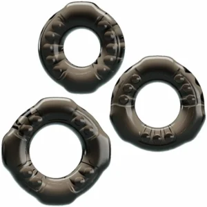 Baile Yvonne Set of 3 Flexible Black Rings - TPR, Multiple Sizes