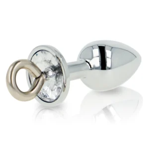OHMAMA Metal Plug with Transparent Crystal & Grip Ring - Medium Size