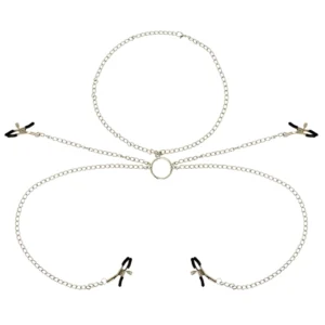 OHMAMA Metal System - 4 Nipple Clamps with Chain Necklace, Nickel-Free