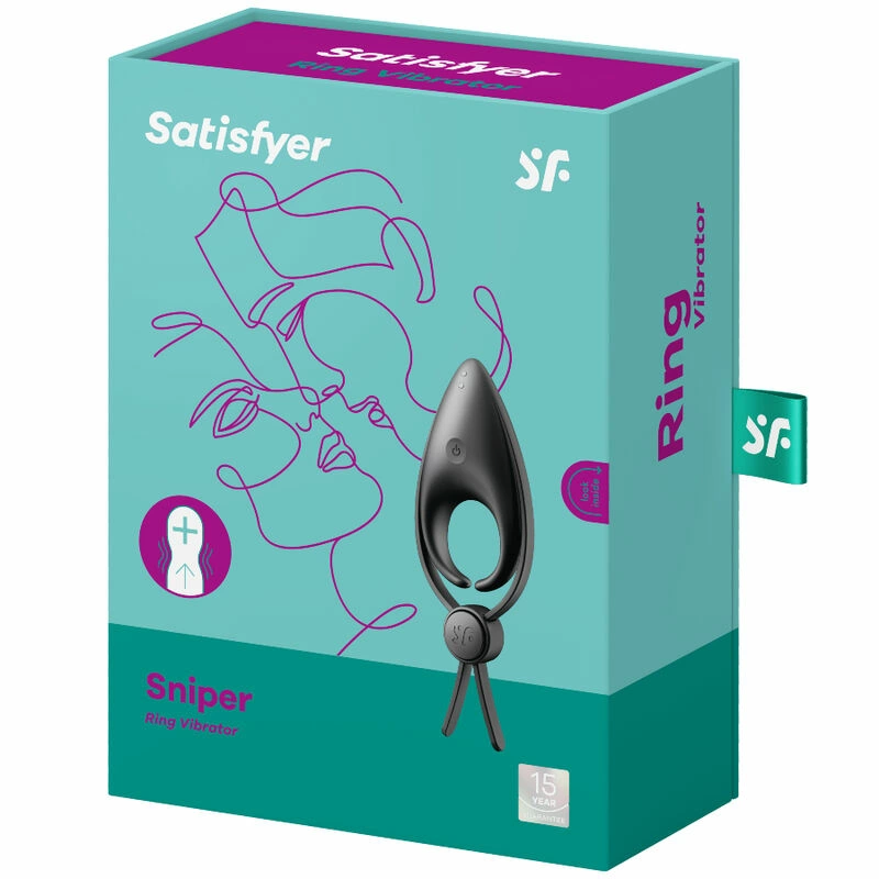 Satisfyer Sniper Adjustable Dual Loop Vibrating Ring Black Silicone