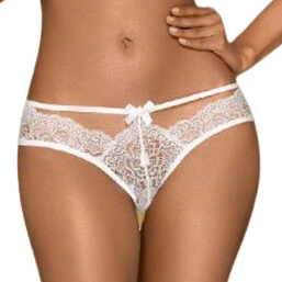 Penthouse Adore Me Panties White S/M - Floral Lace, Elegant Bow Detail