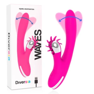 Diversia Bunny Waves 24 cm - Silicone Dual-Action Intimate Device USB Pink