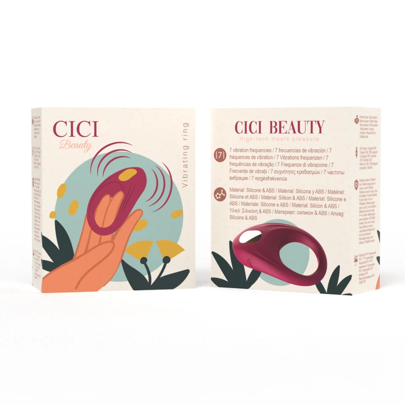 Cici Beauty Premium Silicone Vibrating Ring - Red, USB Rechargeable, IPX7