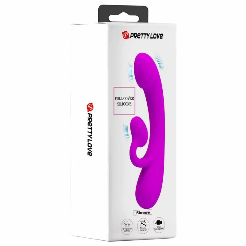 Pretty Love Sincere Intimate Dual Vibrating System Purple Silicone 23cm