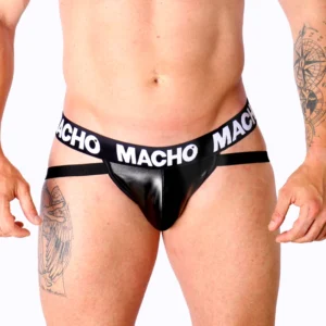 MACHO MX25NC Black Synthetic Leather Jockstrap S