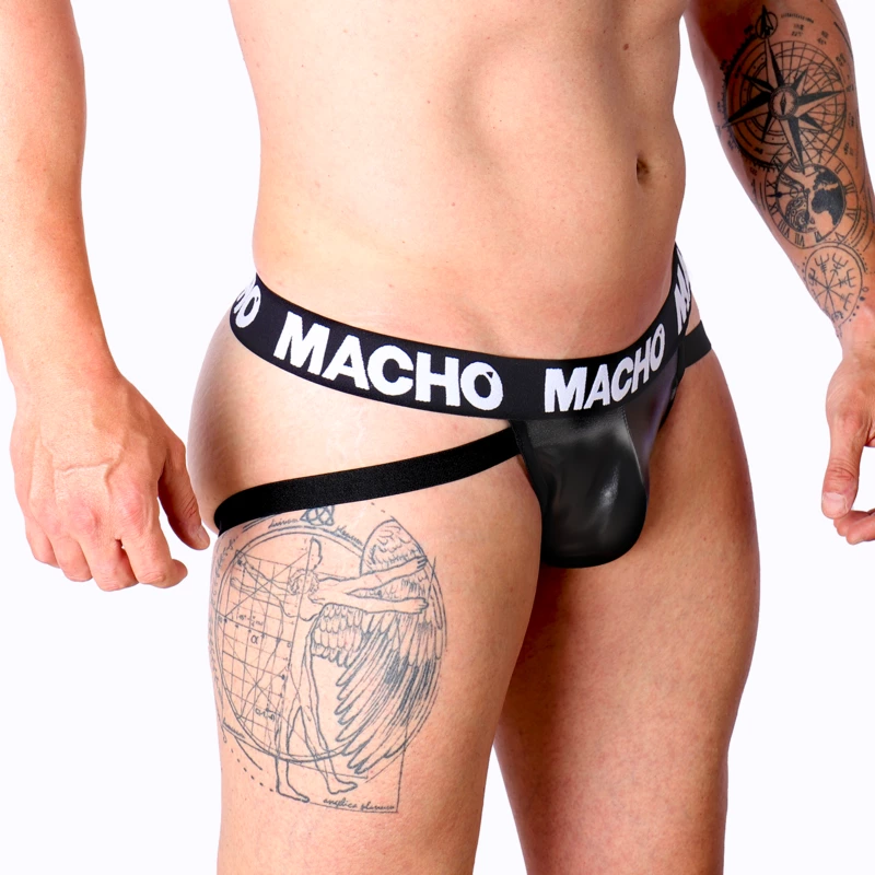 Macho MX25NC Jockstrap Black Synthetic Leather M - Fetish Collection